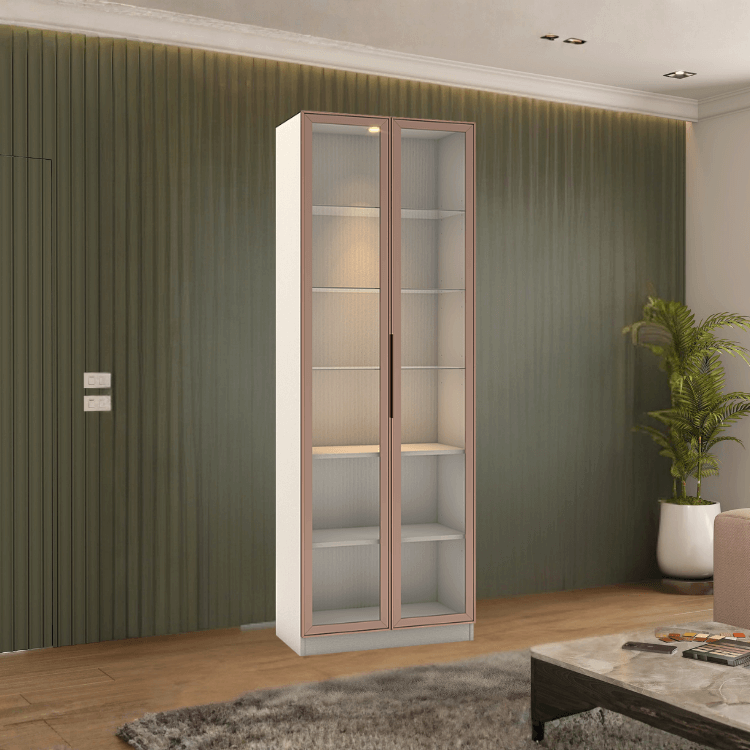 ตู้โชว์กระจก WISDOM DESIGN FURNITURE รุ่น GS-802 80 ซม. สีขาว/พิงค์โกลด์